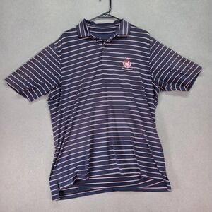 FG Tech Polo Shirt Mens Medium Blue Striped Oaks Mens Invitational Golf Stretch